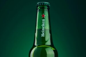 best beer brands; the top half of the Heineken beer bottle